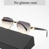 Новые квадратные безободковые солнцезащитные очки Уличный стиль Модные Универсальные очки с обрезкой края Унисекс Аксессуары