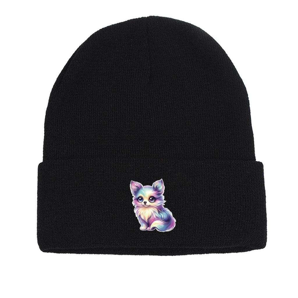 Miraculous Fox Winter Knitted Cap Beanie, Animal Skull Cap Fit Elastic Sporting Bonnet Knit Hat Beanie