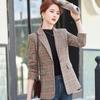 Women's Spring and Fall Slim Casual Plaid Blazer