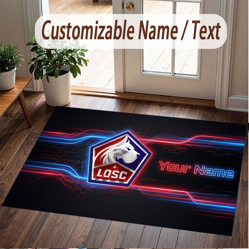 Custom Rug LOSC Lille FC Pattern Print Name Text Soft Non‑Slip Floor Carpet for Home Indoor Decoration