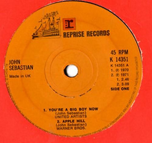 7inch Record JOHN SEBASTIAN - You're A Big Boy Now K14351 Reprise Records 1974 UK Pop Used