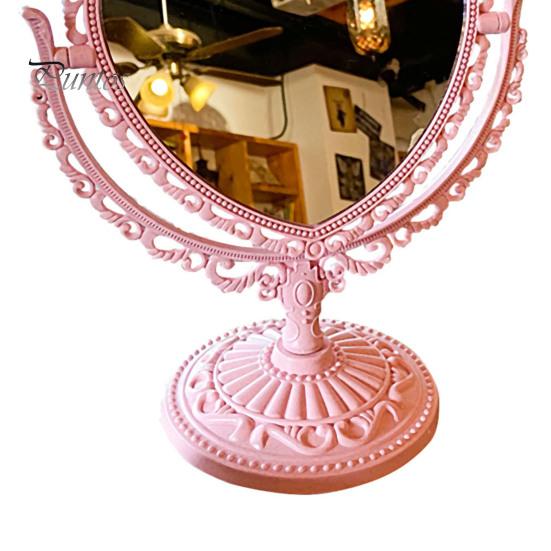 Cosmetic Mirror Functional Durable Desk Type Antique Vintage European Style Desktop Makeup Mirror for Makeup