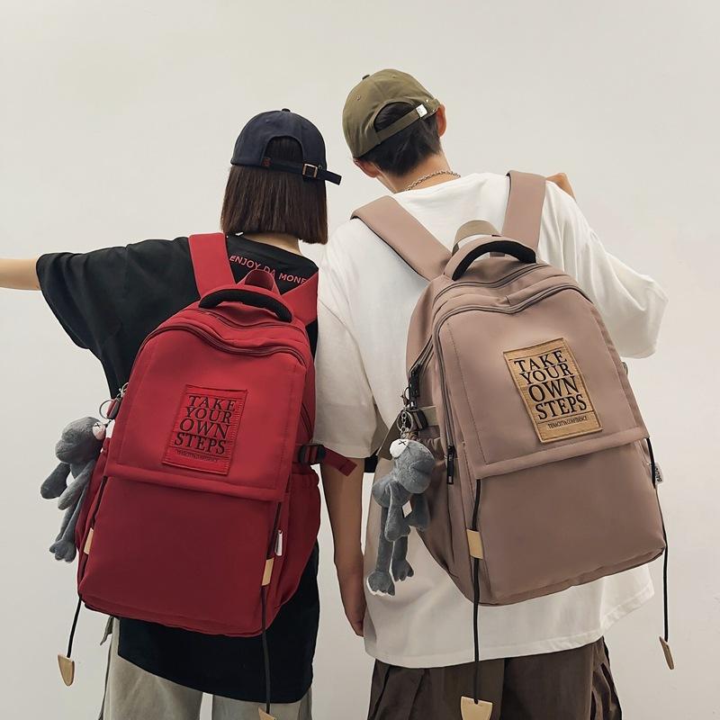 Большая вместимость школьного рюкзака для студента, женский дорожный рюкзак, однотонный мужской рюкзак с буквами