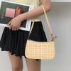 Summer Simple and Fashionable Orange Plaid Bag Same Style Crescent Art Bag One-shoulder Underarm Bag