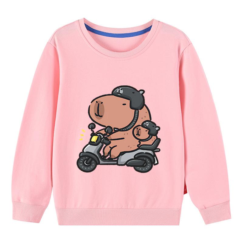Children's Clothing Kawaii Cartoon Capybara Print Long Sleeve T-shirt Animal Capibara Sport Shirts Kids Cotton Sweatshirt