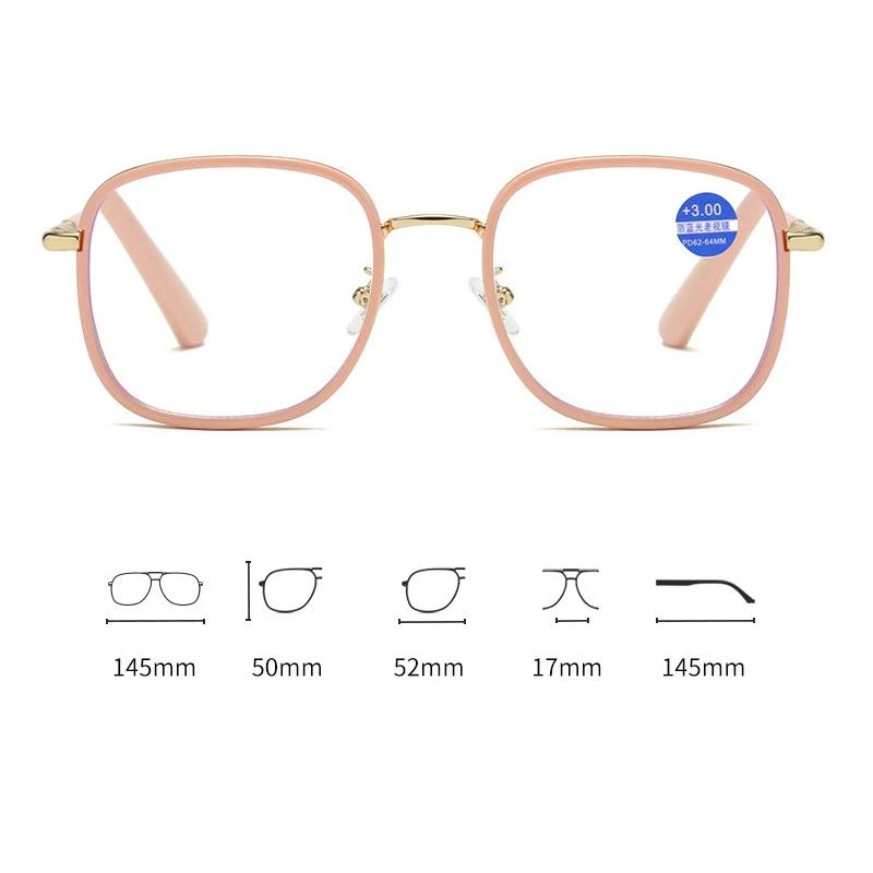 Large Oversized Reading Glasses for Women Unisex Fashion Square Blue Light Blocking Presbyopia Luxury Retro Far Sight Eyeglasses