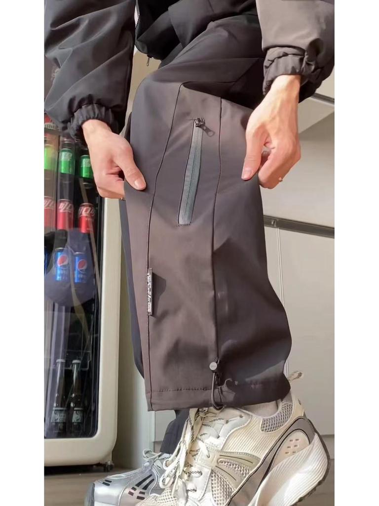 Men's Winter Fleece-Lined Windproof Waterproof Mountaineering Pants - Loose Straight-Leg Casual Long Pants