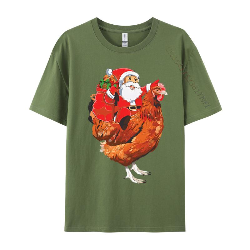 Chicken Bird Lover Santa Riding Chicken Tshirt Group Top Tshirts Cotton Tops Shirt for Unisex Fitness 3xl Unisex Clothing