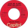 7-дюймовая пластинка HELEN REDDY - Оставь меня в покое (Рубиново-красное платье) / T 3768 Capitol Records 1973 Канада Рок Б/у