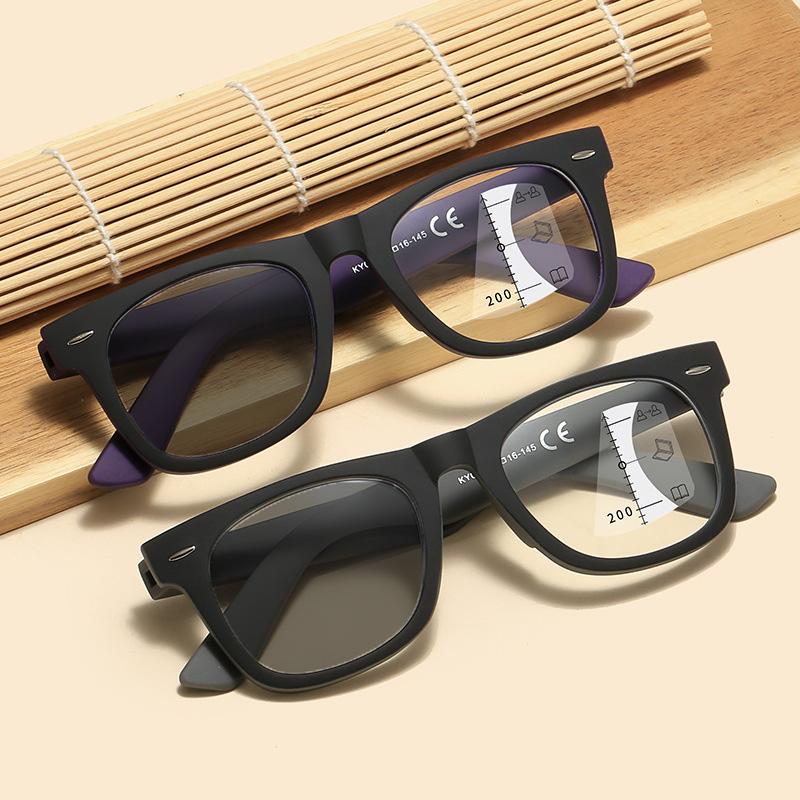 Модные квадратные мультифокальные фотохромные очки с защитой от синего света для пресбиопии, унисекс, ретро, большие, для чтения