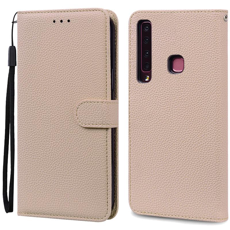 Кожаный чехол-книжка для Samsung Galaxy A9 2018 с отделениями для карт и ремешком на запястье