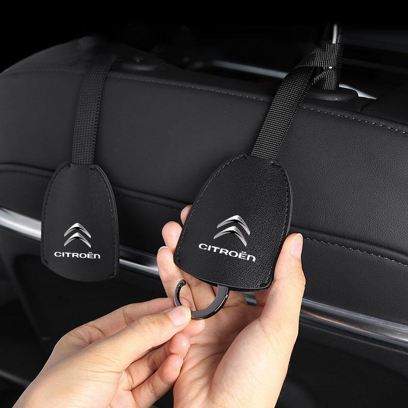 Leather Car Seat Back Hooks Portable Hanging Bag Rack Accessories For Citroen C1 C2 C3 C4 C5 C6 C8 C4L DS3 DS4 DS5 LS DS6 Grand Picasso