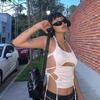 Y2K Sexy Backless Summer Crop Top Women Hollow Out 2024 White Sleeveless Bandage Halter Tank Tops Streetwear Cami 90s