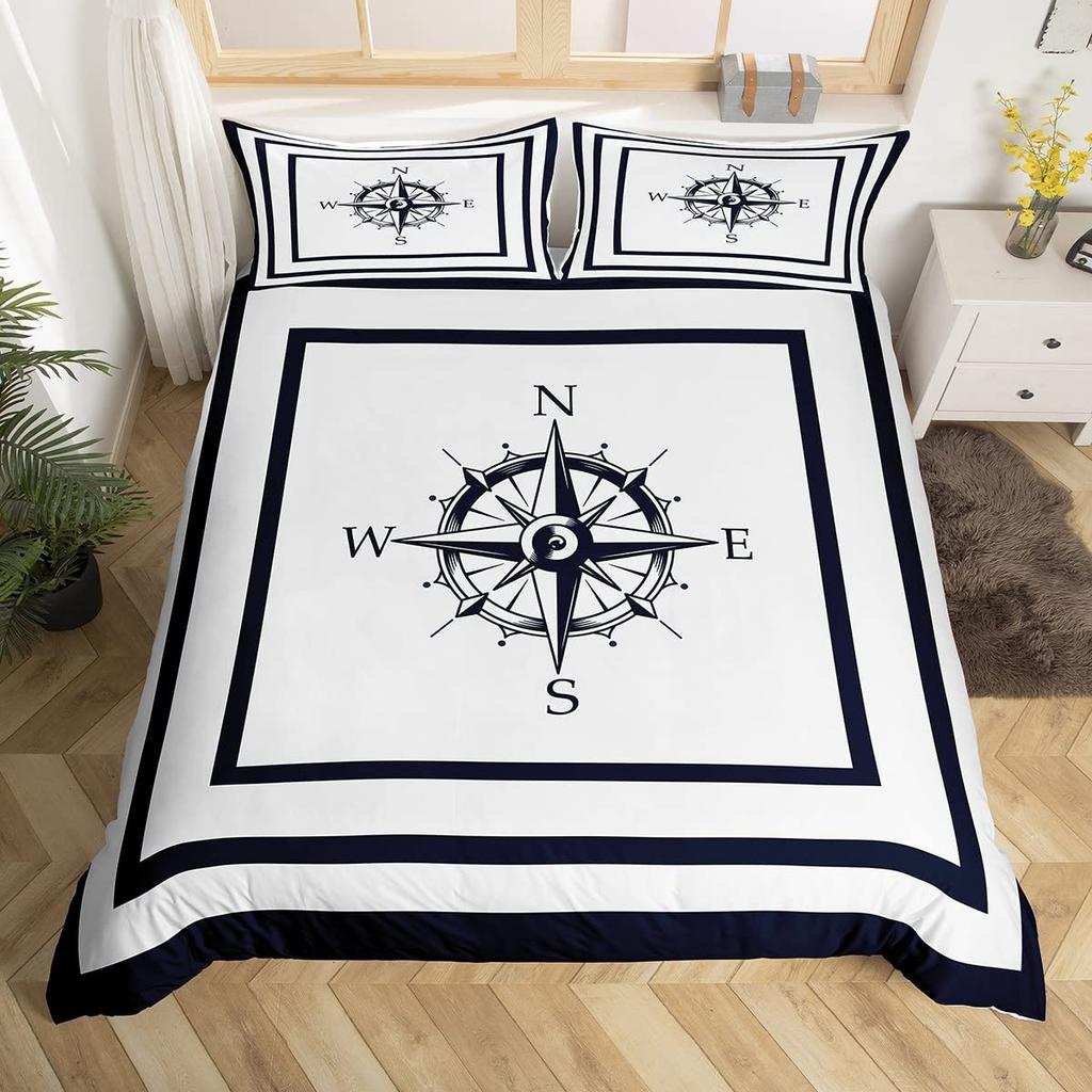Комплект постельного белья Anchor Морской Парусник Пододеяльник Дизайн с узором Деревянная доска Покрывало для мальчиков Океанская тематика Покрывало