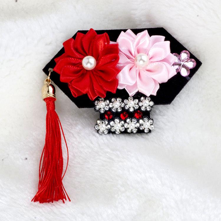 Handmade Plaid Frog Hair Clip for Pets - Suitable for Dogs like Yorkshire, Maltese, Shih Tzu