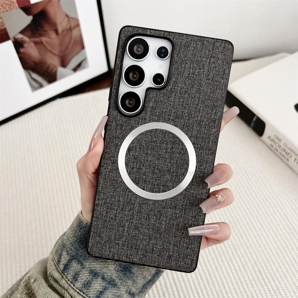 for Magsafe Fabric Cloth Case for Samsung Galaxy S25 S23 Ultra S24 FE S22 S21 Plus A16 A36 Magnetic Solid Color Ultra Thin Cover