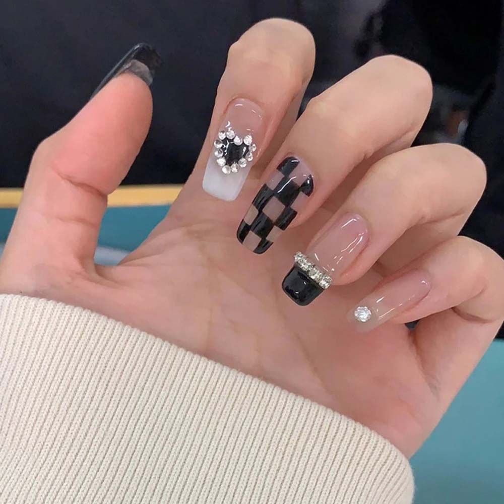 White Lattice Manicure Checkerboard Nail Stickers Nail Foils Nail Art Stickers Nail Art Decorations