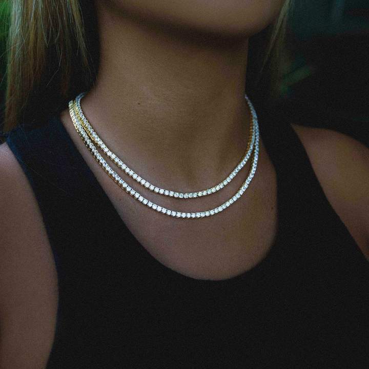 4mm Iced Out Bling Cz Tennis Necklace for Women Hip Hop 5A Cubic Zirconia Luxury Elegant Choker Wedding Engagement Jewelry