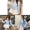 T Shirt Women Oversize Blue Neck Pure Cotton Casual For Spring