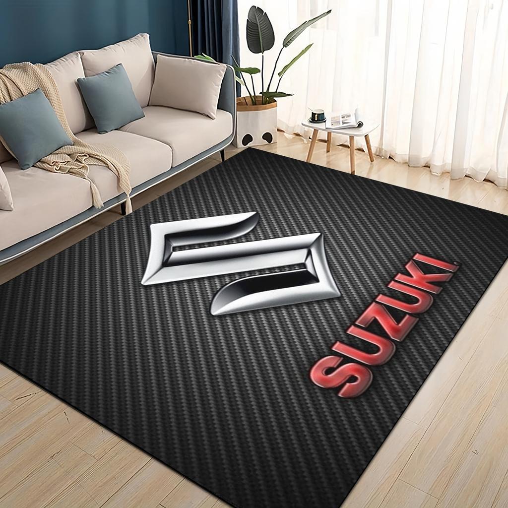3D Гоночный автомобиль Логотип S-SUZUKI Мотоциклетный ковер для гостиной спальни домашнего дивана, Детский игровой нескользящий коврик для пола