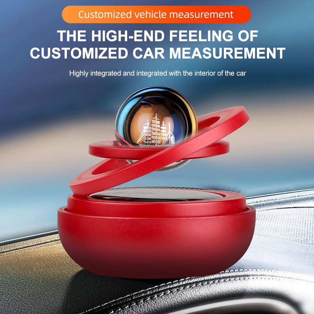 Solar Car Air Freshener Double Rings Rotary Suspension Rotating Aromatherapy Diffuser Dashboard Perfume Fragrance Auto Ornament