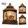 Battery Operated Night Lamp Christmas Snow Globes with LED Light, Light Up Sphere Retro Table Ornament Lantern, Battery/USB Powered Swirling
