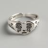 Simple Sad Crying Face Love Ring for Women with Old Tearful Expression Open Ring Jewelry