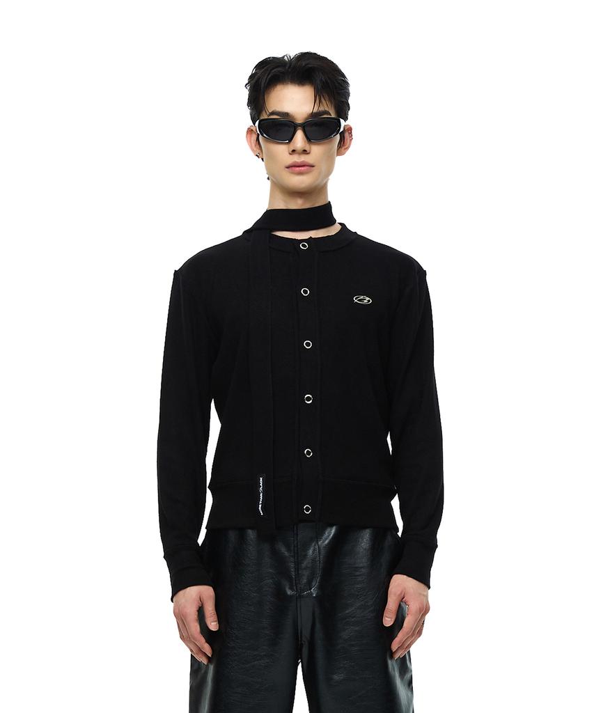 Круглый вязаный кардиган с логотипом More Than Black