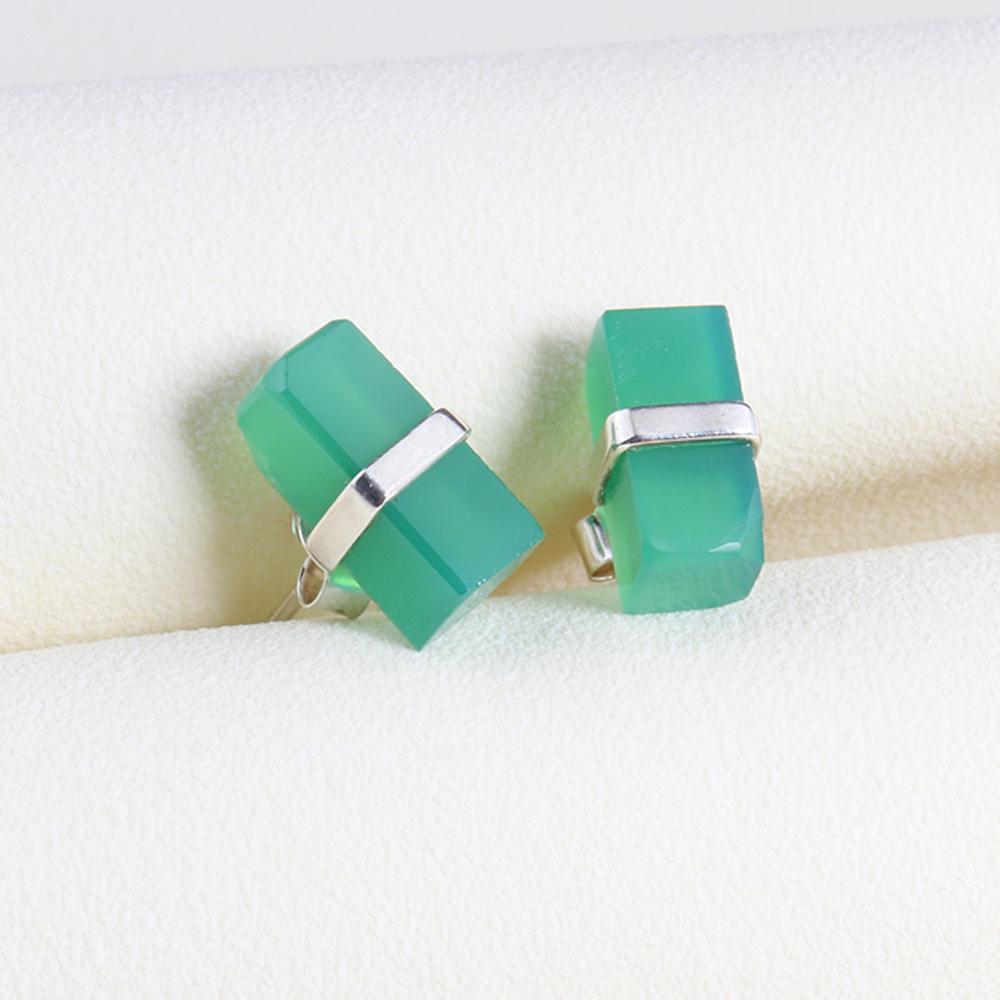 2023 New Unique Handmade Gemstone Earring Natural Green Agate Cute Designs 925 Sterling Silver for Girls Nice Gift
