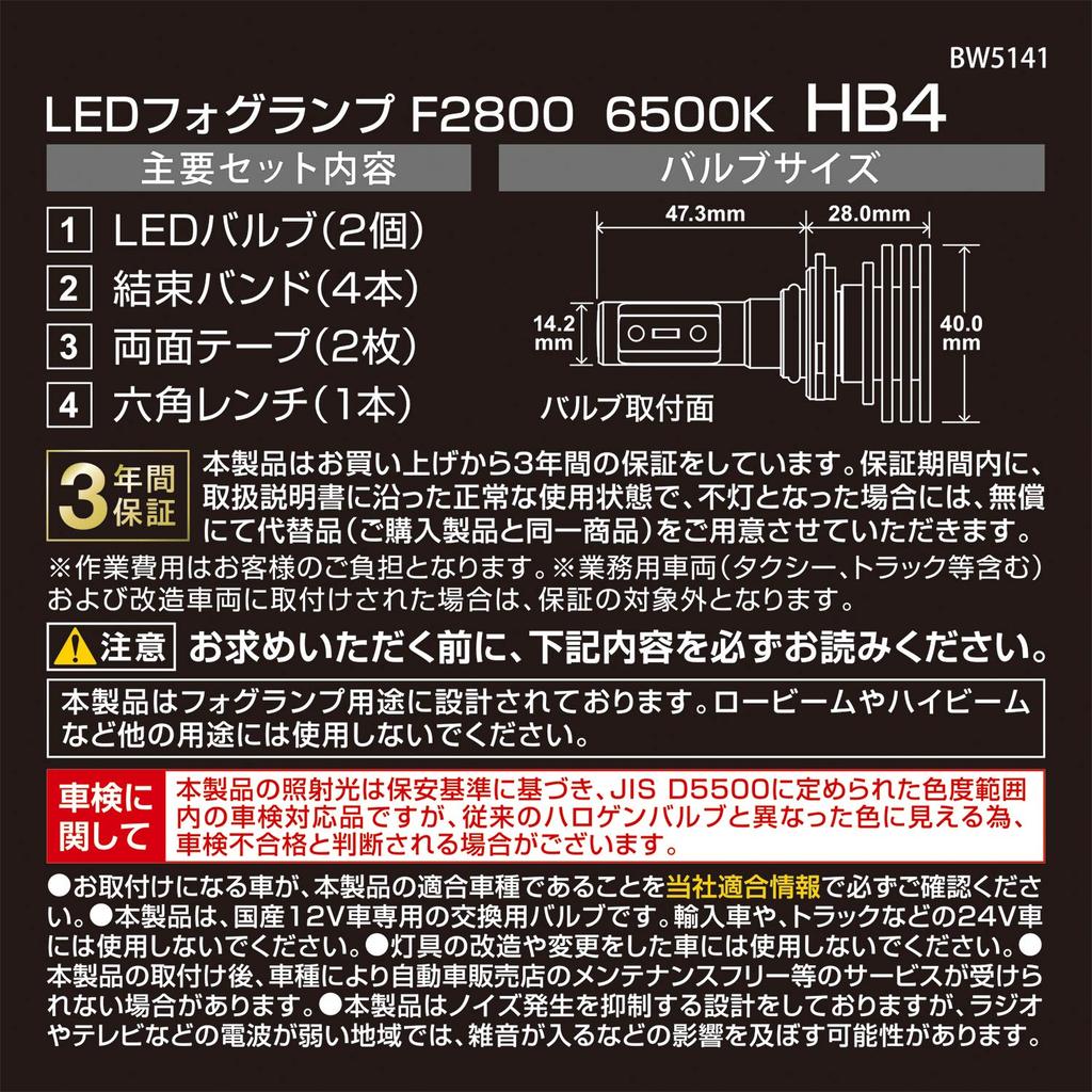 Carmate Car LED Fog Lamp GIGA F2800 Series HB4 6500K
