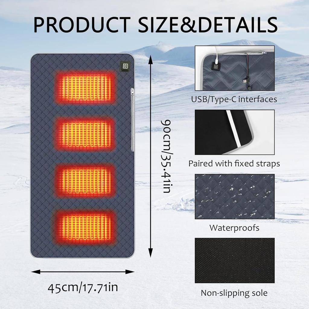 45x90см Походная грелка для сиденья Беспроводная электрическая 3 режима Подогреватель Наружная грелка для сиденья Обогреватель для трибун Для дома Офиса Автомобилей