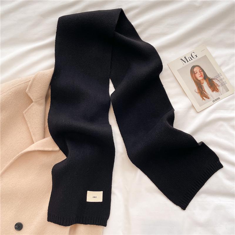 2024 Autumn And Winter New Knitted Scarf Solid Color Versatile Warm Scarf Long Candy Color Bright