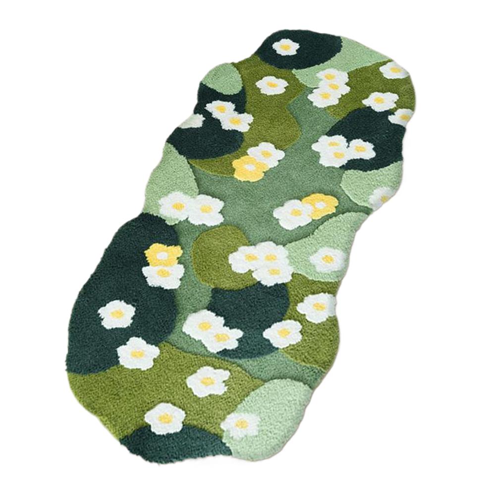 Nordic Style 3D Moss Green Carpet Fluffy Forest Floor Mat Irregular Design Bedroom Rug for Living Room Decor