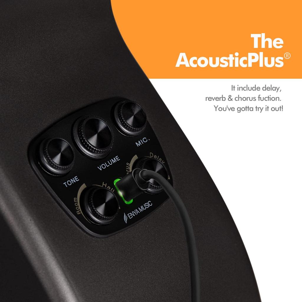 Гитара Enya X4 Pro с жестким кейсом AcousticPlus из углеволокна и кожаным ремнем 41" Акустическая/Электроакустический звукосниматель,