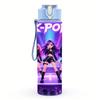 1PC Purple Stage Kpop Girl Band Bust 750ml Color Plastic Water Bottle Leakproof Flip Straw Lid For Sports Office Home Use