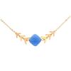 [Q0934] - Golden Blue 'Boho' Steel Designer Necklace - Lozange 12x12 Mm
