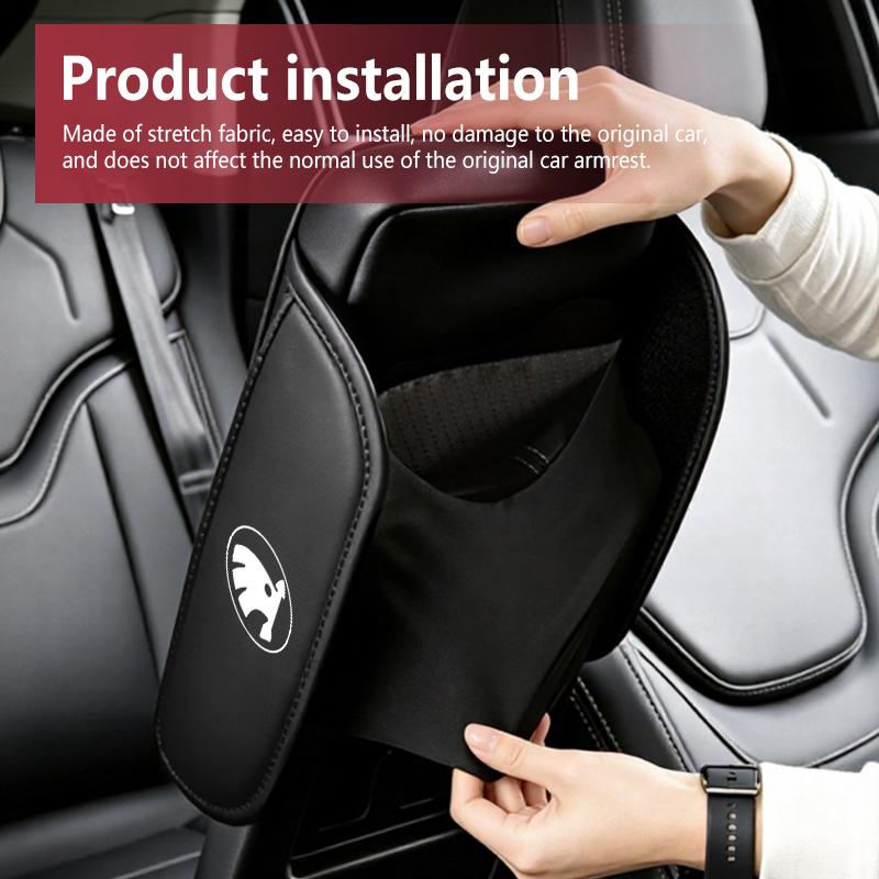 Leather Car Armrest Mat Height Support Pad Storage Accessories For Skoda Fabia 1 2 Octavia a7 RS Superb Rapid Yeti Karoq Vision JC6