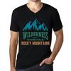 Men’s Vintage Tee Shirt Graphic T Shirt V Neck Wilderness Rocky Mountains Deep Black