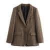 Women's 2024 Autumn/Winter European & American Style French Plaid Wool Blend Blazer