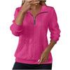 Women's Fashion Long Sleeve Solid Color Casual Collared Zipper Long Sleeve Pocket Sweatshirt