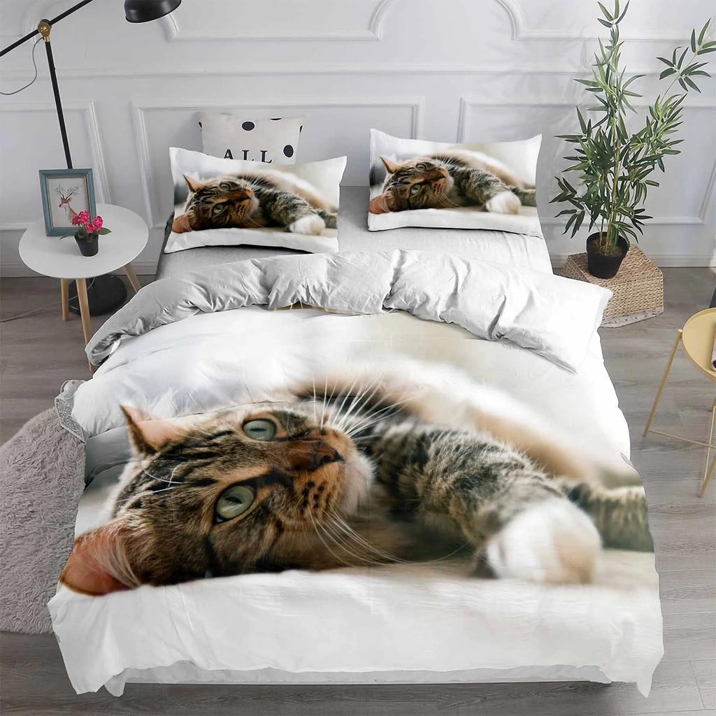 Cartoon Pet Cat Bedding Set Adults Children Winter Duvet Cover Sets Kids,twin Full Queen King Bedroom Set Home Housse De Couette