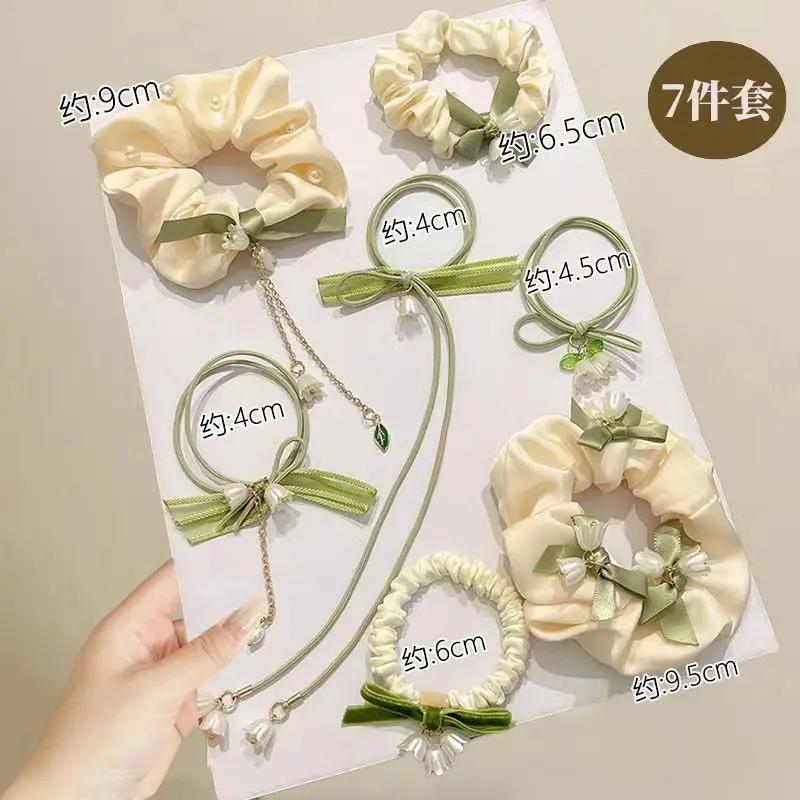 Набор резинок для волос, сочетание высокой эластичности и прочности, украшение для волос в виде ландыша со свежим темпераментом