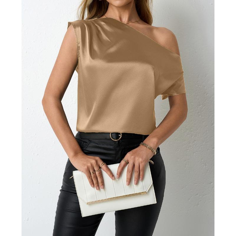 Женская летняя мода, новый нерегулярный косой подол, однолинейный воротник, без рукавов