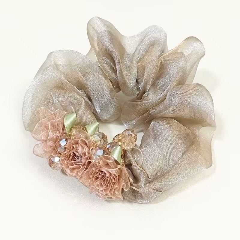 Элегантная сетчатая резинка для волос со сверкающими стразами, высококлассный роскошный аксессуар для волос для женщин, стиль 2025