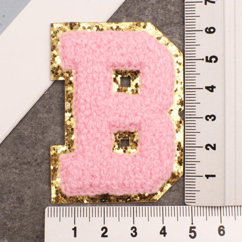 Алфавит 26 букв блестки синель для одежды сумки куртка розовый швейные принадлежности декор