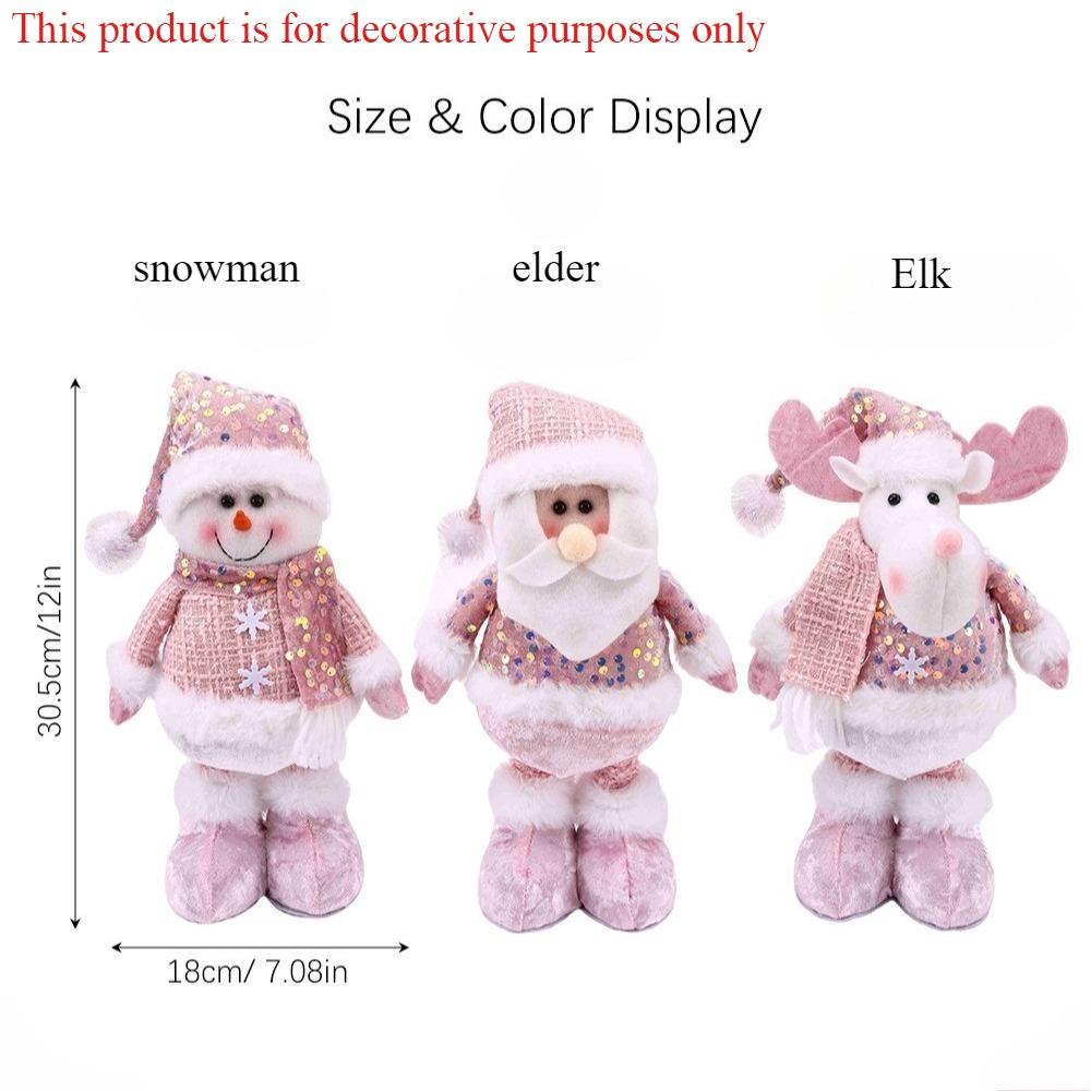 1pc/3pcChristmas Standing Telescopic Old Man Elk Doll Desktop Decoration Pink Snowman Figurine Holiday Decoration