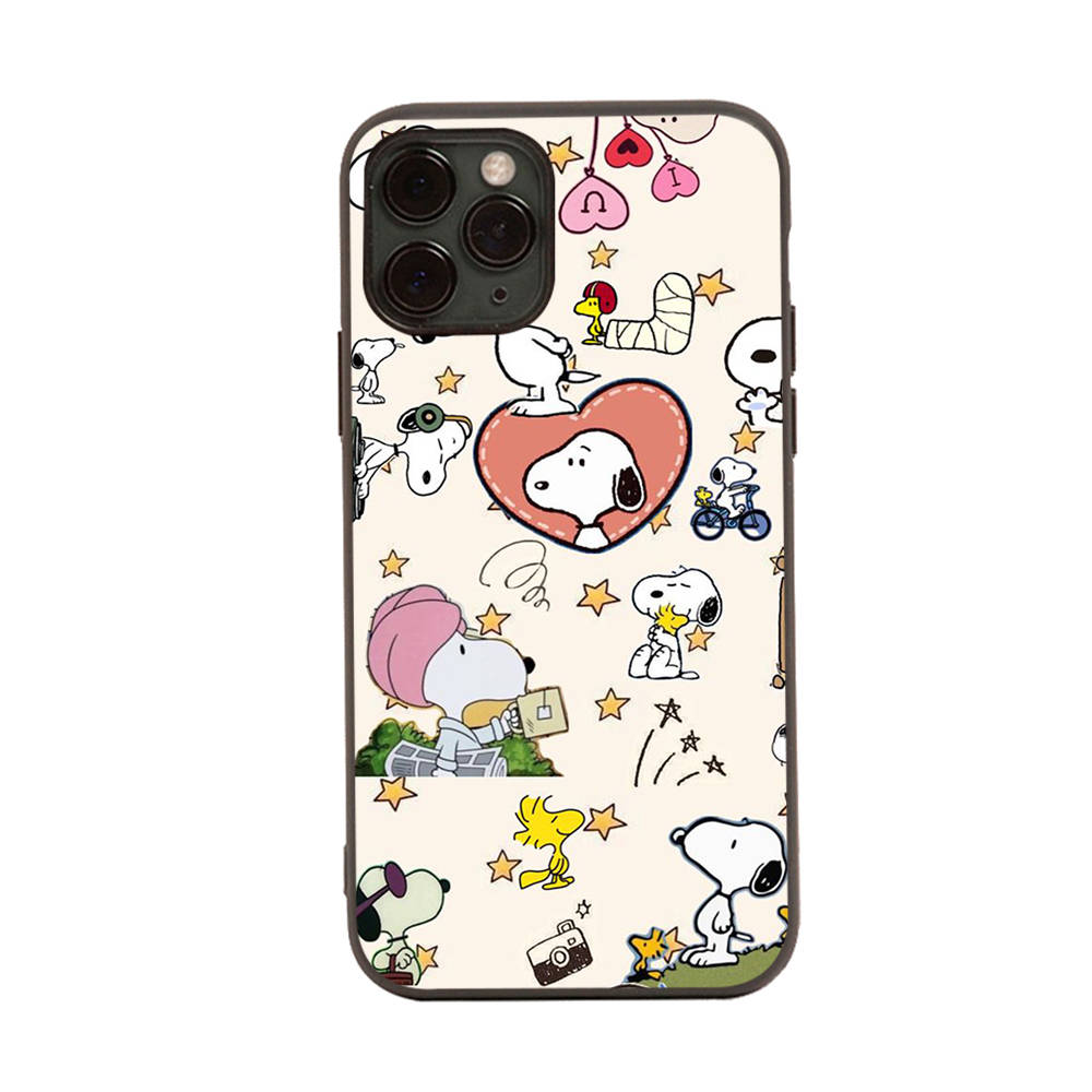 SM17 Snoopy Black Sofe Case for Samsung Note 20 Lite S24 Ultra S23 A03 A05 A06 A11 A71 A15 A16 A13 A24 A25 A33 A52 A53 A50 M55 M35 Plus