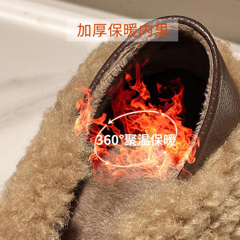 Новый бант два способа носить Doudou пушистые туфли женские корейская версия осень и зима теплые домашние на одной педали сумка и хлопковые туфли женские