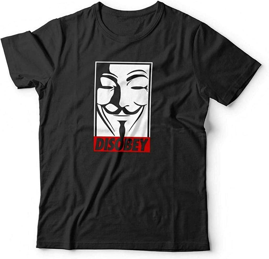 Men's Short Sleeve Disobey T Shirt Unisex Vendetta, Conspiracy, Dysian, Political Shirt Top T Shirt Black