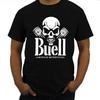 Neu S M L Xl Xxl 5xl Men's Round Neck Short Sleeves Cotton T-shirt Graphic Buell American Motorcycles Skull Piston T-shirt